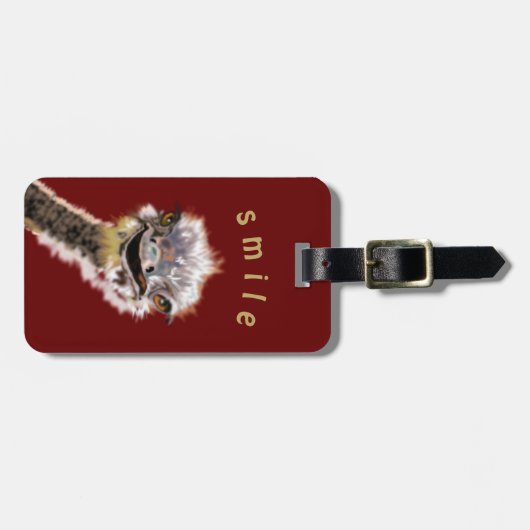 Happy Ostrich Gepäckanhänger (Vorderseite horizontal)