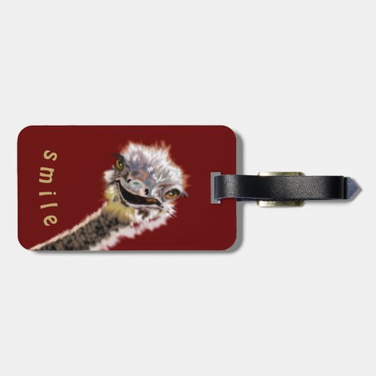 Happy Ostrich Gepäckanhänger (Rückseite horizontal)