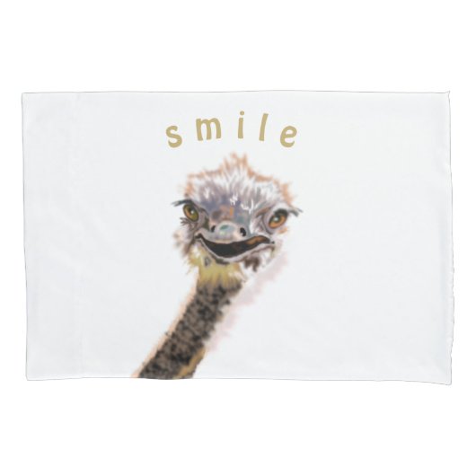 Happy Ostrich Kissenbezug (Vorderseite)