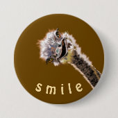 Happy Ostrich - Lächeln - viel Glück - Farbe hinzu Button (Vorderseite)