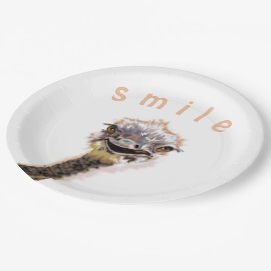 Happy Ostrich Pappteller (Schrägansicht)