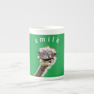 Happy Ostrich Tasse - Lächeln - Ihre Farbe / Text