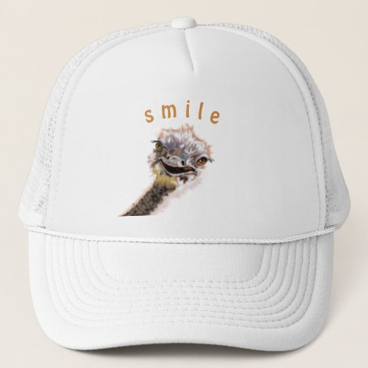 Happy Ostrich Trucker Hat - Lächeln - Sei glücklic Truckerkappe (Vorderseite)