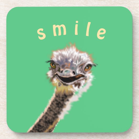 Happy Ostrich Untersetzer - Custom Colors / Text (Vorderseite)