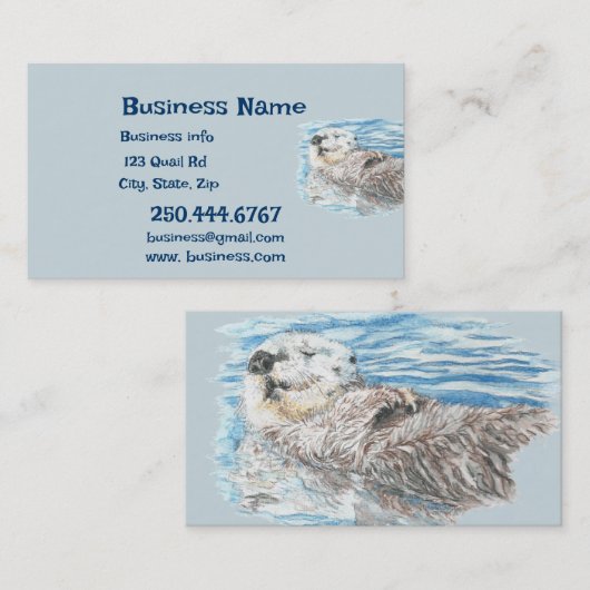 Happy Otter Animal Business Logo Visitenkarte (Vorne/Hinten)