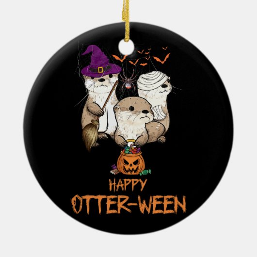 Happy Otter Ween Witch Lazy Halloween Kostüm Anim Keramik Ornament (Hinten)
