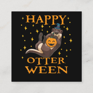 Happy Otterween Niedlich Sea Otter Halloween-Kost Quadratische Visitenkarte