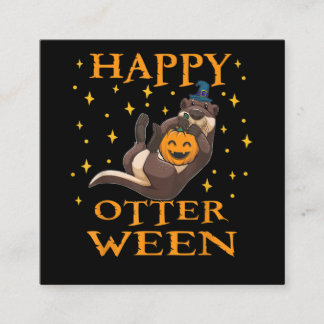 Happy Otterween Niedlich Sea Otter Halloween-Kostü Quadratische Visitenkarte