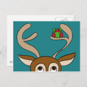 Happy Owl Finds Zuhause mit Rentier Postkarte (Vorne/Hinten)