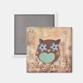 Happy Owl Magnet (Vorderseite/Rückseite)