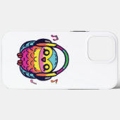 Happy Owl mit Kopfhörern, die Musik hören. Case-Mate iPhone Hülle (Rückseite (Horizontal))