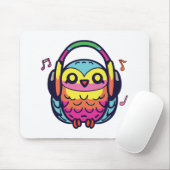 Happy Owl mit Kopfhörern, die Musik hören. Mousepad (Mit Mouse)