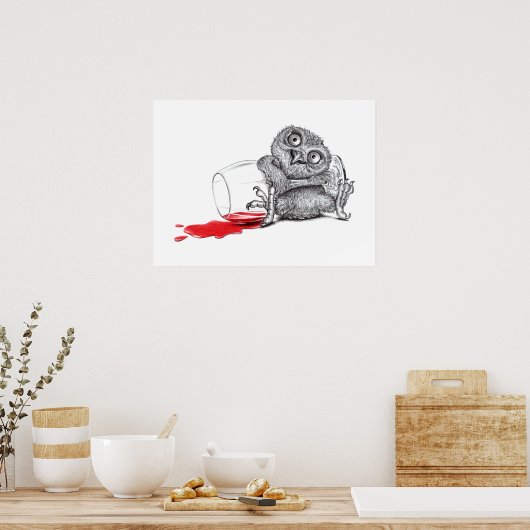 Happy Owl - Trinken Poster (Küche)