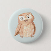 Happy Owl Wasserfarbe Button (Vorderseite)