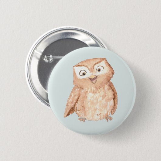 Happy Owl Wasserfarbe Button (Vorne & Hinten)