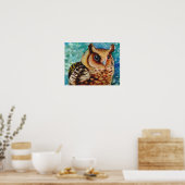 Happy Owl Wasserfarbe Print Poster (Küche)