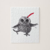 Happy Owl with Red Feather Puzzle (Vertikal)