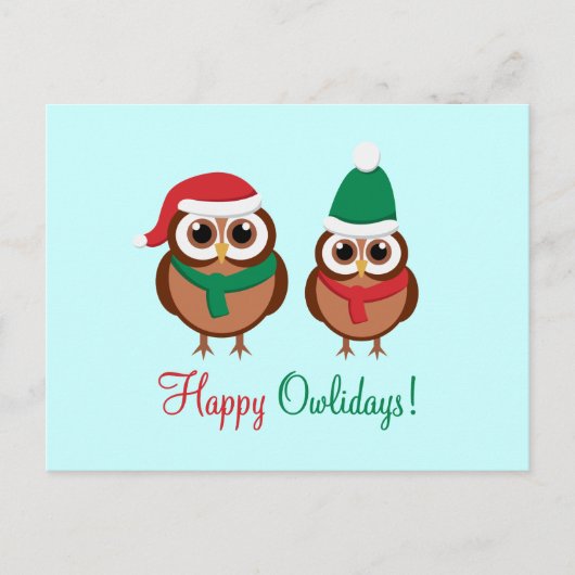 Happy Owlidays Feiertagspostkarte (Vorderseite)