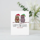 Happy Owlidays, Festival Postkarte (Stehend Vorderseite)