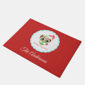 Happy Owlidays Weihnachten Weihnachtsmannmütze Hol Fußmatte (Schrägansicht)