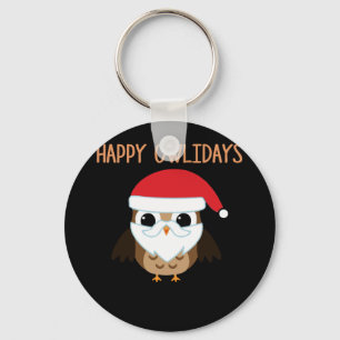 Happy Owlidays Weihnachtsschale für Eule Liebhaber Schlüsselanhänger