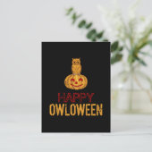 Happy Owloween, Halloween Postkarte (Stehend Vorderseite)