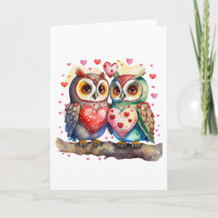 Happy Owls in Liebe BLANK Karte