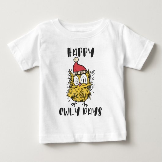 Happy Owly Days Funny Santa Owl Baby T-shirt (Vorderseite)