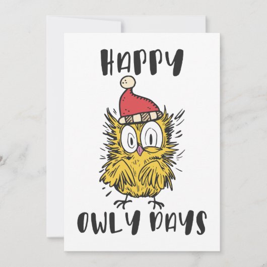 Happy Owly Days Funny Santa Owl Einladung (Vorderseite)