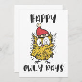 Happy Owly Days Funny Santa Owl Einladung (Vorne/Hinten)
