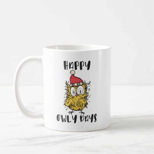 Happy Owly Days Funny Santa Owl Kaffeetasse (Links)