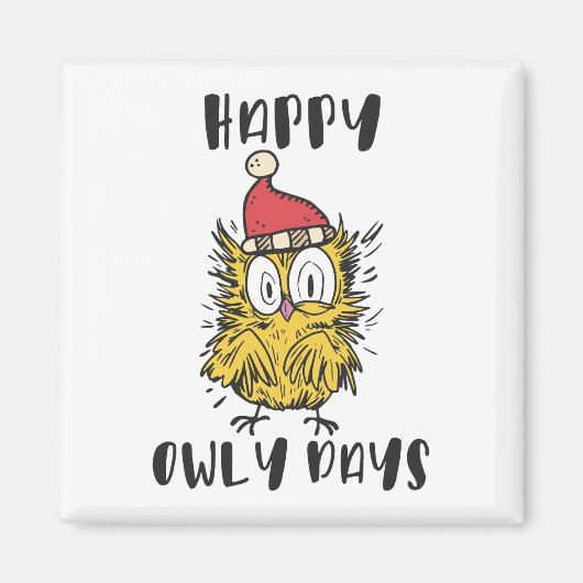 Happy Owly Days Funny Santa Owl Magnet (Vorne)