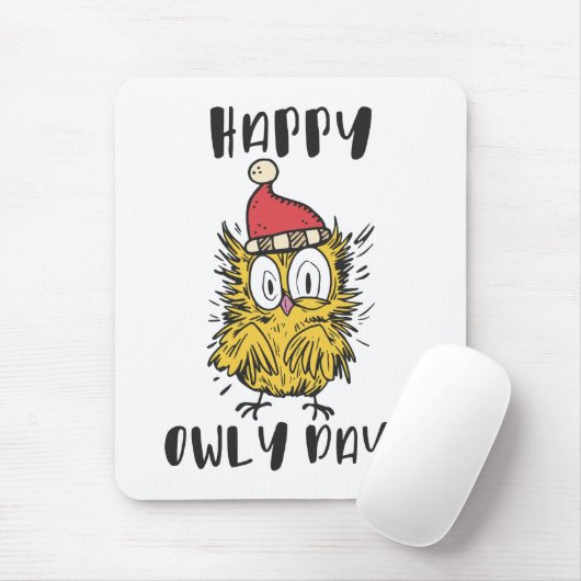Happy Owly Days Funny Santa Owl Mousepad (Mit Mouse)