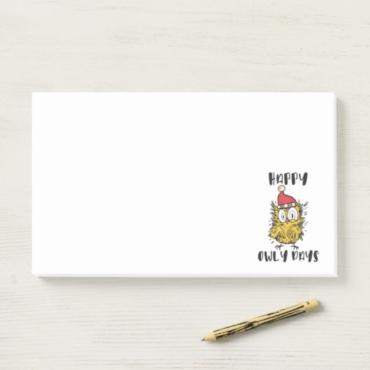 Happy Owly Days Funny Santa Owl Post-it Klebezettel (Auf Schreibtisch)