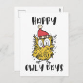 Happy Owly Days Funny Santa Owl Postkarte (Vorne/Hinten)