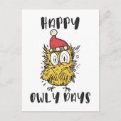 Happy Owly Days Funny Santa Owl Postkarte (Vorderseite)