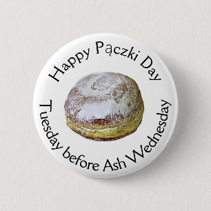 Happy Pączki Day Food Holiday Button
