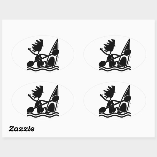 Happy Paddle Kayak Oval Aufkleber (Blatt)
