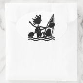 Happy Paddle Kayak Oval Aufkleber (Tasche)