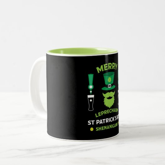 Happy Pádraig Patrick's Day März 17 Zweifarbige Tasse (Vorderseite Links)