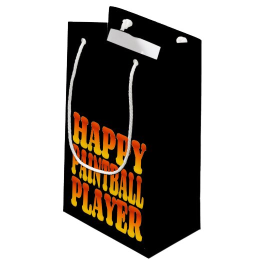Happy Paintball Player Kleine Geschenktüte (Rückseite Schrägansicht)