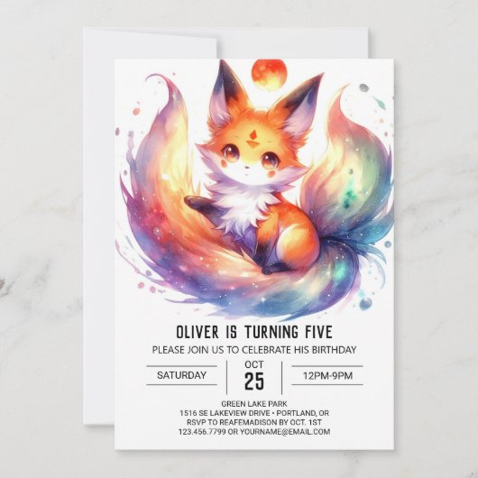 Happy Painted Fox Geburtstag Einladung (Vorderseite)