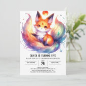 Happy Painted Fox Geburtstag Einladung (Stehend Vorderseite)