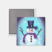 Happy Painted Snowman Magnet (Vorderseite/Rückseite)