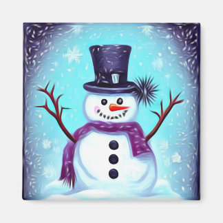 Happy Painted Snowman Magnet
