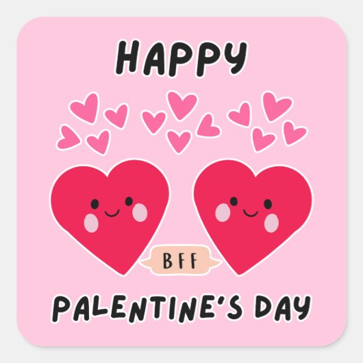 HAPPY PALENTINE TAG NIEDLICHE LIEBE HERZ QUADRATISCHER AUFKLEBER (Vorderseite)