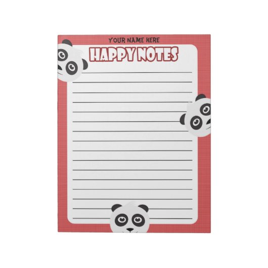 Happy Panda Custom Notepad Notizblock (Rotiert)