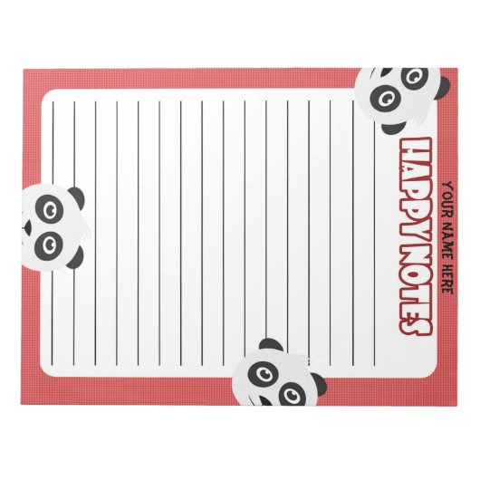 Happy Panda Custom Notepad Notizblock (Vorderseite)