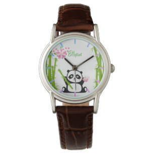 Happy Panda mit Bamboo & Cherry Blossom Armbanduhr