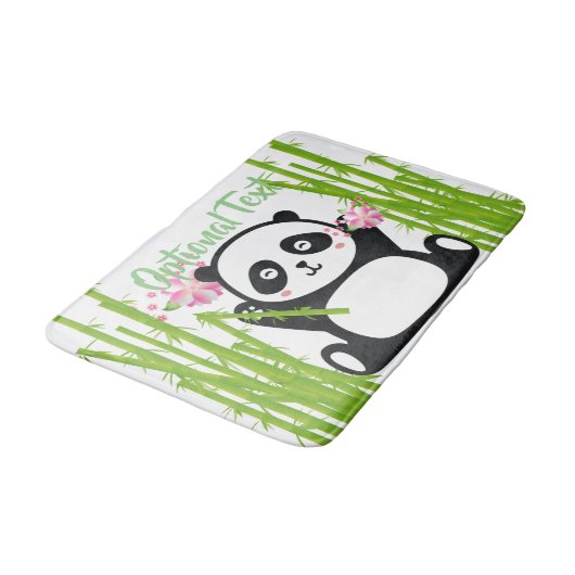Happy Panda mit Bamboo & Cherry Blossom Badematte (Schrägansicht)